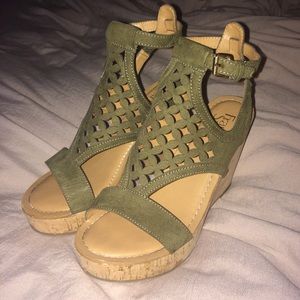 Olive Suede Wedges